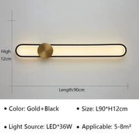 Applique murale LED moderne pour une décoration tendance de la maison. | Marco Lucetti Or Noir 90CM / Lumière tricolore