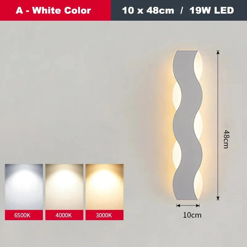 Applique Murale LED Moderne Vague intérieure | Marco Lucetti Un Blanc 10x48cm / Blanc chaud (2700-3500K)