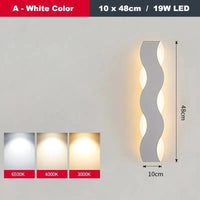 Applique Murale LED Moderne Vague intérieure | Marco Lucetti Un Blanc 10x48cm / Blanc chaud (2700-3500K)