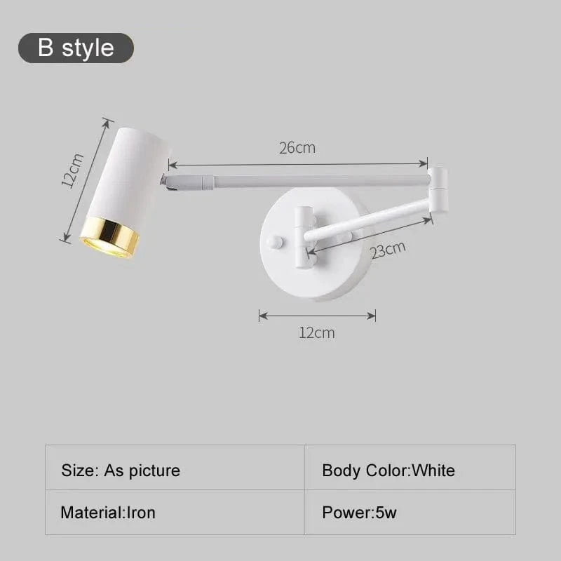 Applique murale LED modernes, bras long réglable pour décoration d'intérieur | Marco Lucetti Style B blanc / CHINE / Lumière neutre | 5w
