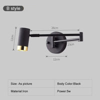 Applique murale LED modernes, bras long réglable pour décoration d'intérieur | Marco Lucetti Style B noir / CHINE / Lumière neutre | 5w