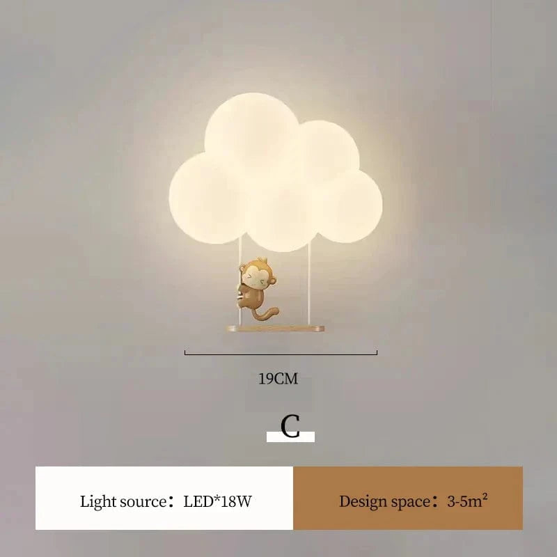 Applique murale LED "Monkey Bunny Cloud" pour enfants | Marco Lucetti C / CA 220 V-240 V | Télécommande