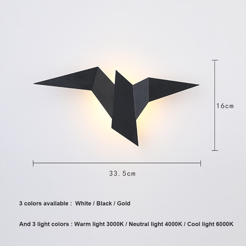 Applique murale LED Naila Origami Bird | Marco Lucetti Noir / Chaude