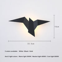 Applique murale LED Naila Origami Bird | Marco Lucetti Noir / Chaude