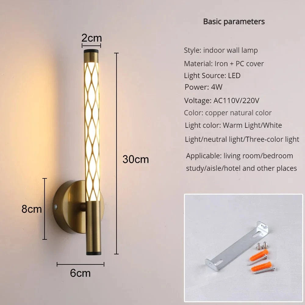 Applique Murale LED Nordic Brandée pour Décoration Intérieure | Marco Lucetti 30cm-4W / Blanc froid (6000K) / C.A. 110 V