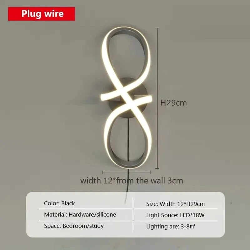 Applique Murale LED Nordika | Marco Lucetti LWL060 Prise Noir 1P / Blanc froid