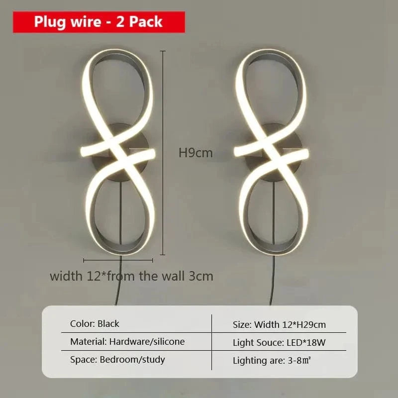 Applique Murale LED Nordika | Marco Lucetti LWL060 Prise Noir 2P / Blanc froid