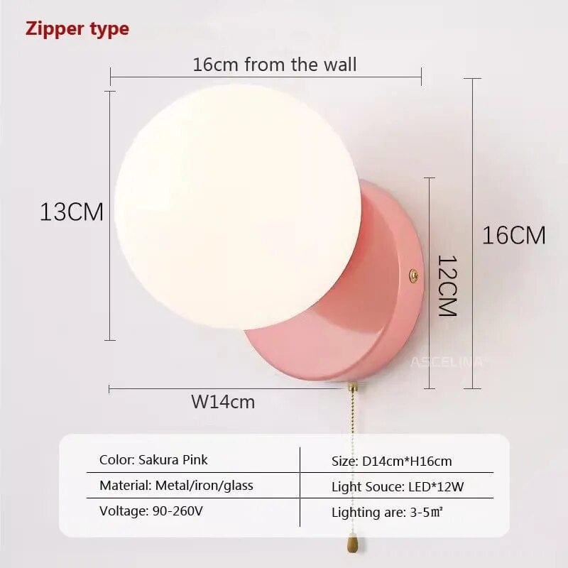 Applique murale LED Nordikream | Marco Lucetti WL655 Fermeture éclair rose / Blanc froid