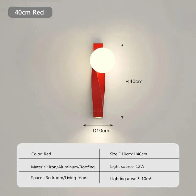 Applique murale LED nordique au Design Épuré | Marco Lucetti Rouge-40cm / Blanc froid