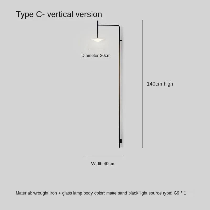 Applique Murale LED Nordique avec Long Bras Pivotant | Marco Lucetti C 140cm / Pas de prise