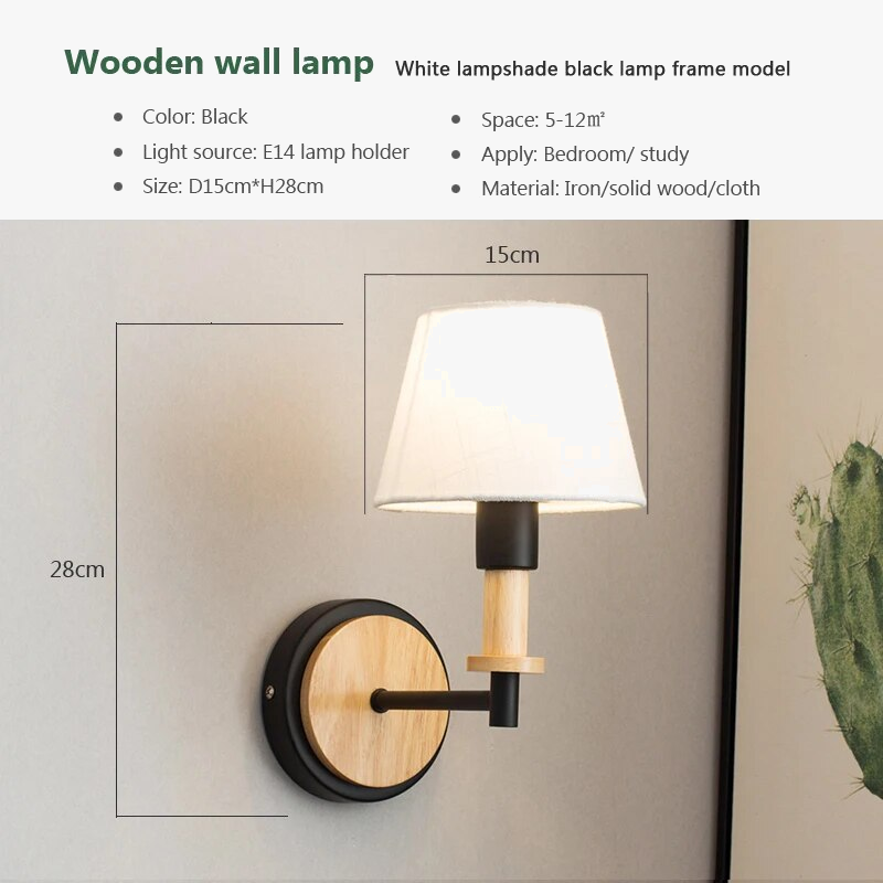 Applique Murale LED Nordique en Bois Massif
