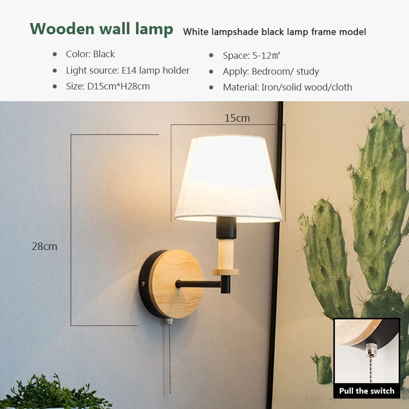 Applique Murale LED Nordique en Bois Massif