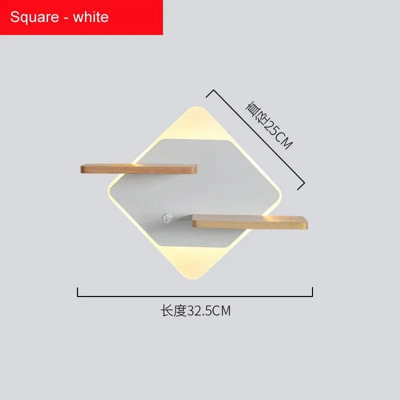 Applique murale LED nordique, design avec étagère intégrée et chargeur USB | Marco Lucetti Carré blanc / CHINE / Blanc chaud (2700-3500K) | 11W
