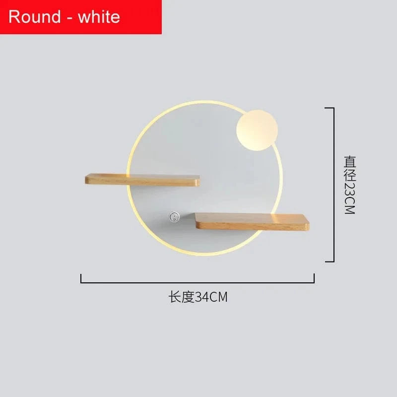 Applique murale LED nordique, design avec étagère intégrée et chargeur USB | Marco Lucetti Rond blanc / CHINE / Blanc chaud (2700-3500K) | 11W