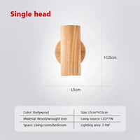 Applique murale LED nordique en bois multi-angle réglable - Projecteur de lumière pour chambres, salons et études Den | Marco Lucetti WL588 Burlywood / Blanc froid