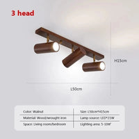 Applique murale LED nordique en bois multi-angle réglable - Projecteur de lumière pour chambres, salons et études Den | Marco Lucetti WL588 Noyer 3H / Blanc froid