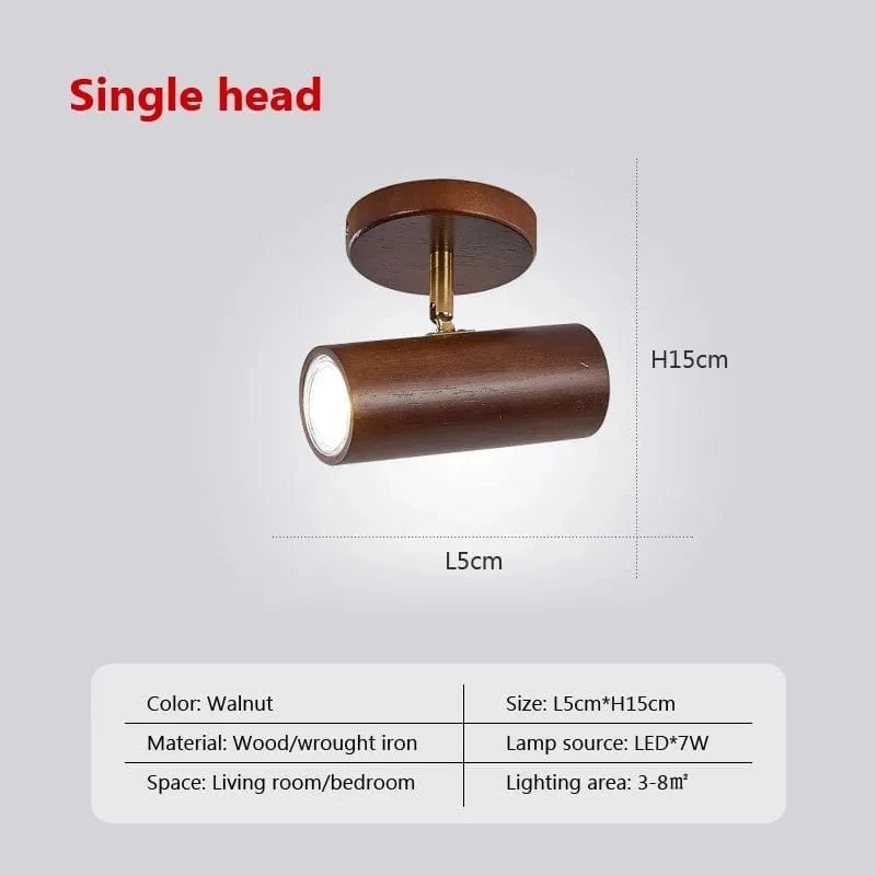 Applique murale LED nordique en bois multi-angle réglable - Projecteur de lumière pour chambres, salons et études Den | Marco Lucetti WL588 Noyer / Blanc froid