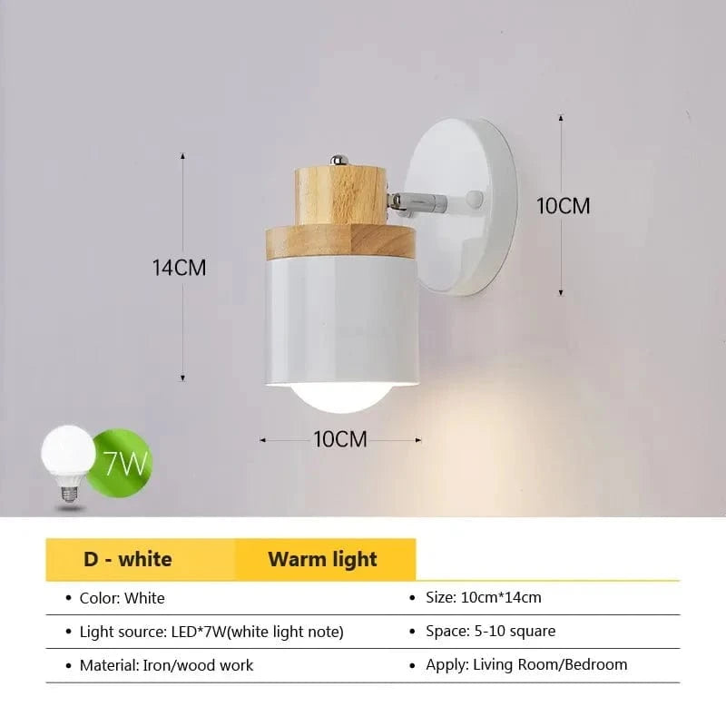 Applique murale LED nordique en bois - Style minimaliste | Marco Lucetti WL555C Blanc / Blanc froid