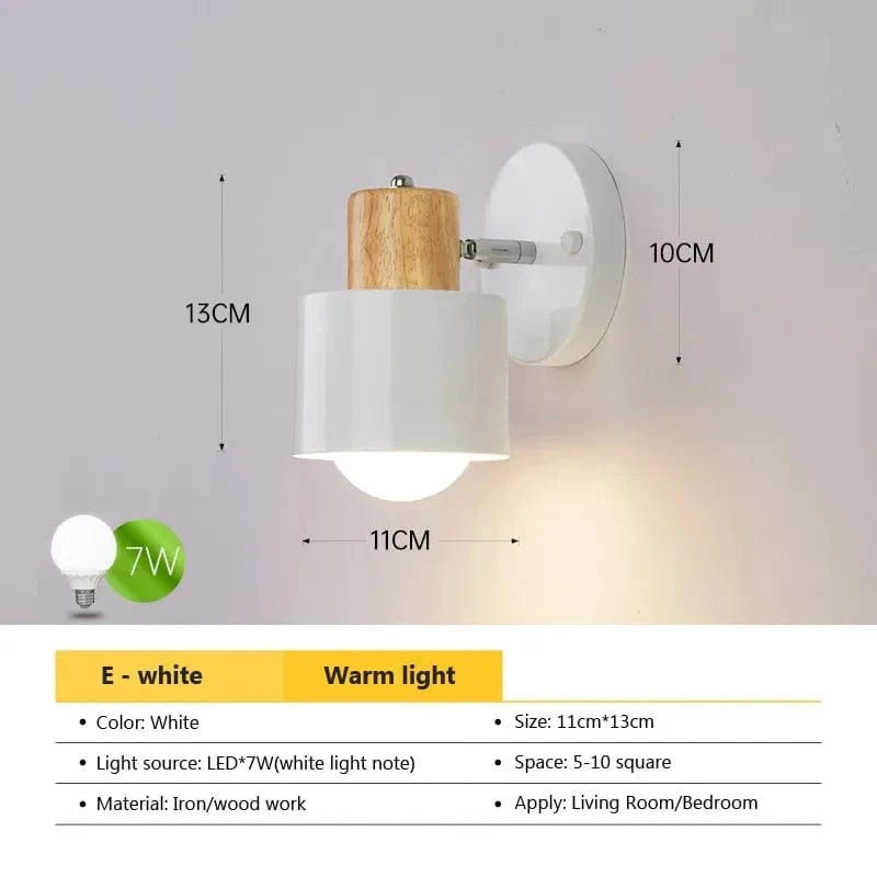 Applique murale LED nordique en bois - Style minimaliste | Marco Lucetti WL555D Blanc / Blanc froid