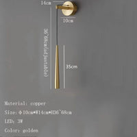 Applique Murale LED Nordique en Cuivre - Hauteur Réglable - Montage en Surface | Marco Lucetti Or / 3 modifiables