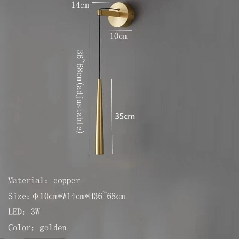Applique Murale LED Nordique en Cuivre - Hauteur Réglable - Montage en Surface | Marco Lucetti Or / 3 modifiables