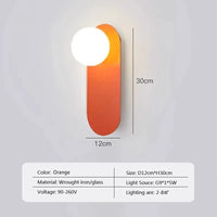 Applique murale LED nordique minimaliste en verre Orange - Édition Exclusive | Marco Lucetti WL023L010 Orange / Blanc froid