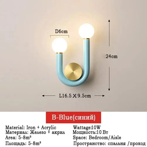 Applique murale LED nordique minimaliste U-Light | Marco Lucetti B-bleu / Blanc chaud