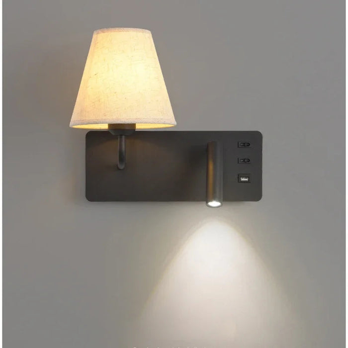 Applique murale LED nordique moderne pour hôtel avec interrupteur USB