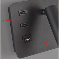 Applique murale LED nordique moderne pour hôtel avec interrupteur USB