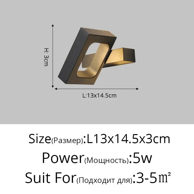 Applique Murale LED Nordique Moderne Idéale pour Hôtel, Allée et Escaliers | Marco Lucetti Noir C 13x14,5cm / Blanc chaud (2700-3500K)