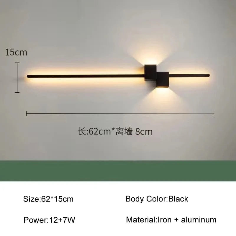 Applique murale LED nordique moderne - Luminaire décoratif en surface | Marco Lucetti Noir 62cm / CHINE / Blanc chaud (2700-3500K)