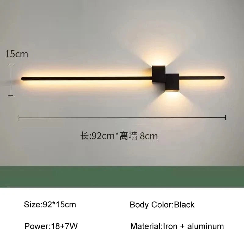 Applique murale LED nordique moderne - Luminaire décoratif en surface | Marco Lucetti Noir 92cm / CHINE / Blanc chaud (2700-3500K)