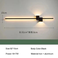 Applique murale LED nordique moderne - Luminaire décoratif en surface | Marco Lucetti Noir 92cm / CHINE / Blanc chaud (2700-3500K)