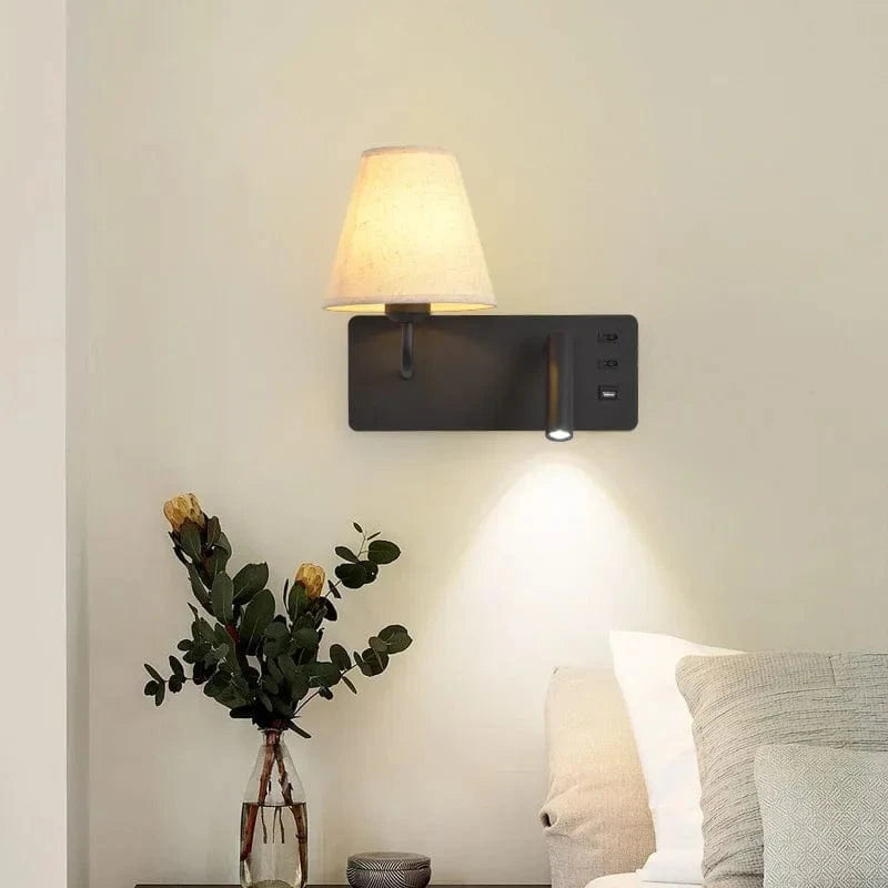 Applique murale LED nordique moderne pour hôtel avec interrupteur USB | Marco Lucetti