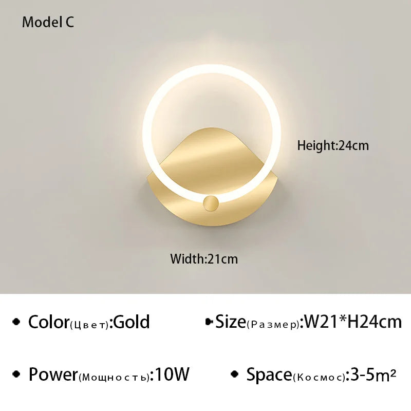 Applique Murale LED Nordique Moderne Rond
