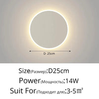 Applique murale LED nordique pour chambre d'intérieur : design simple et moderne | Marco Lucetti Style F D25cm 14W / Blanc chaud (2700-3500K)