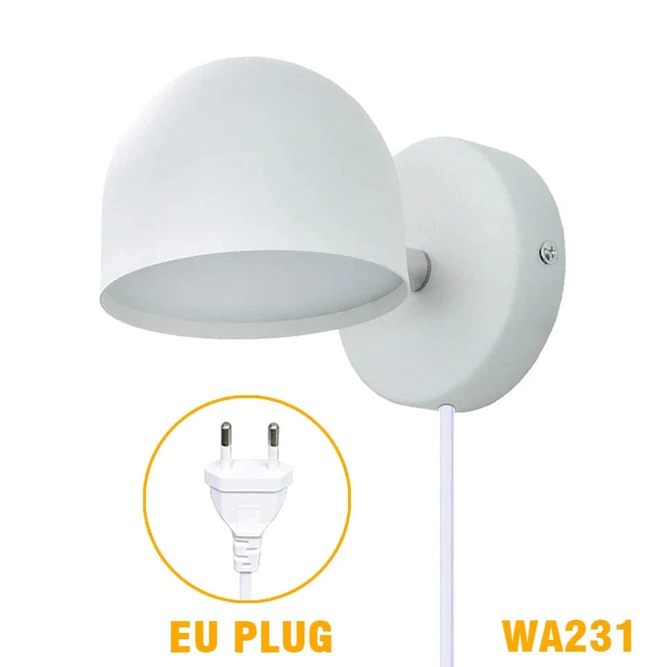 Applique murale LED nordique pour intérieur avec interrupteur - Design élégant pour hôtel, chambre et chevet | Marco Lucetti WA231W-EU / Blanc chaud (2700-3500K)