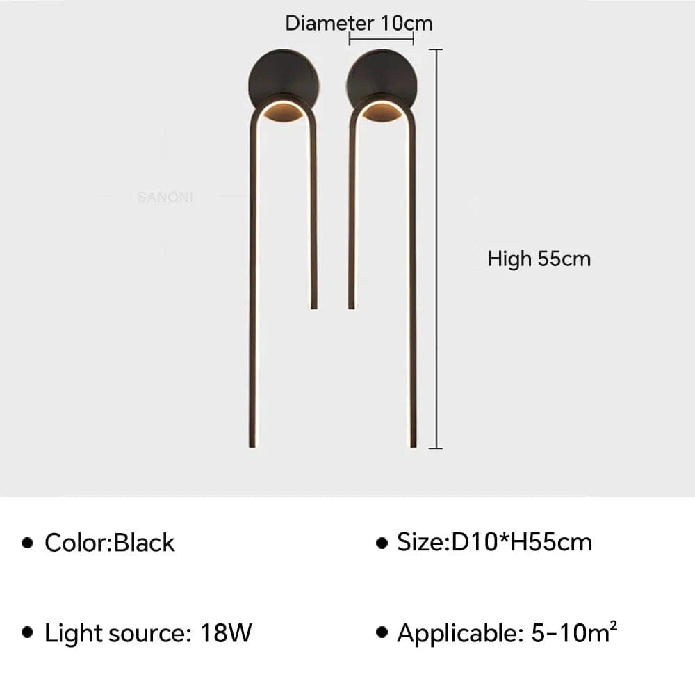 Applique Murale LED Nordique pour une Déco de Chambre Tendance | Marco Lucetti 2P Noir / Tricolore