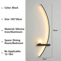 Applique murale LED nordique rayée | Marco Lucetti Noir Droite 105CM / Gradation continue (RC)