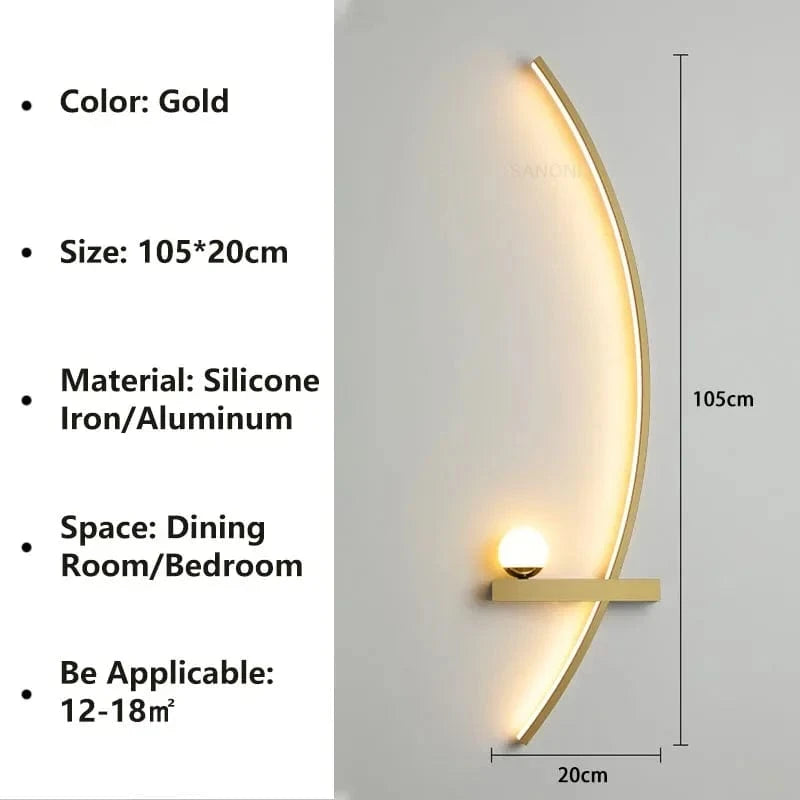 Applique murale LED nordique rayée | Marco Lucetti Or Droite 105CM / Blanc chaud (pas de RC)