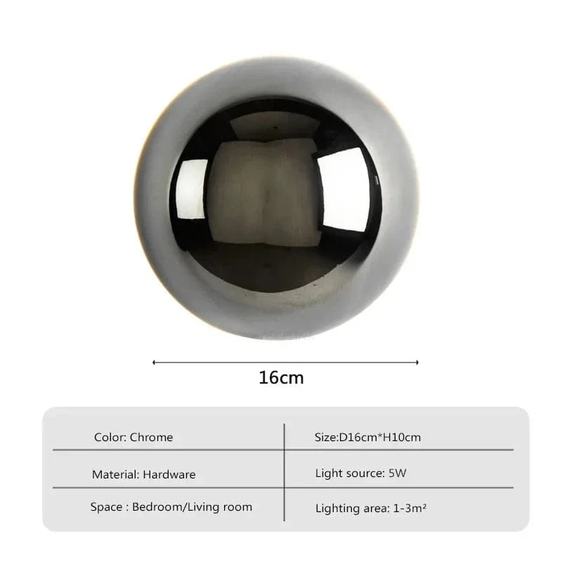 Applique murale LED nordique ronde en métal pour une déco intérieure de style scandinave | Marco Lucetti Chrome / Lumière tricolore