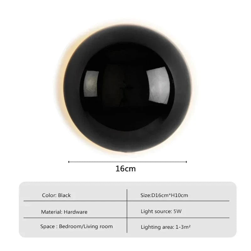 Applique murale LED nordique ronde en métal pour une déco intérieure de style scandinave | Marco Lucetti Noir / Lumière tricolore