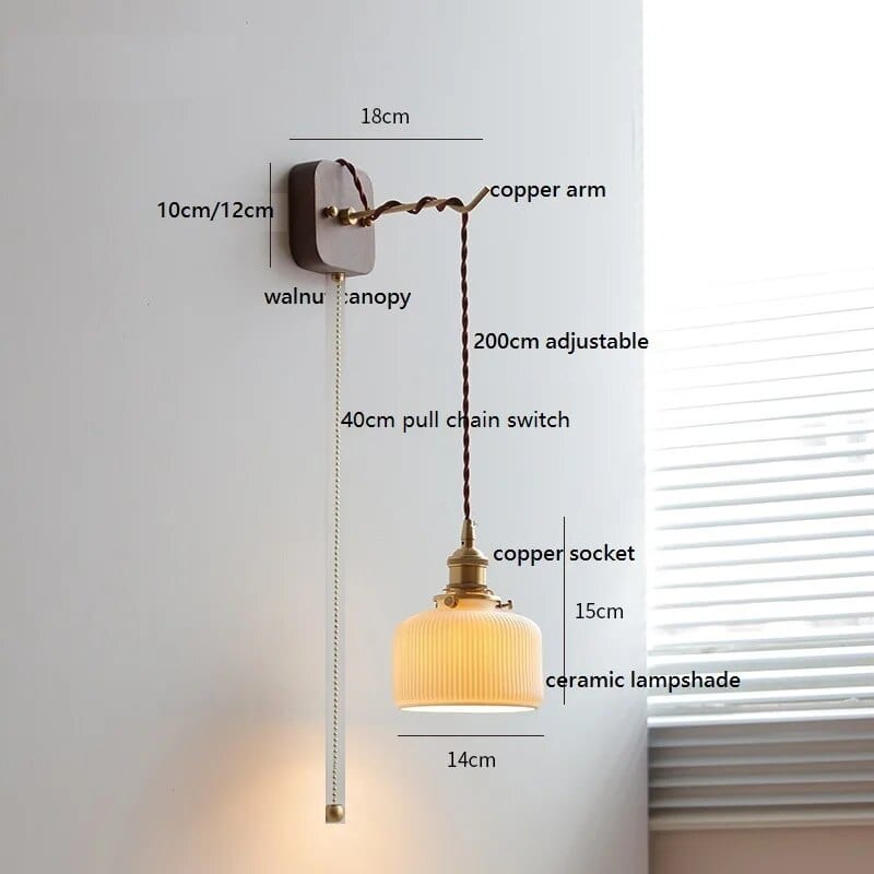 Applique Murale LED Noyer Cuivre - Élégance Moderne | Marco Lucetti Interrupteur à chaîne 1 / 4W (max100w)