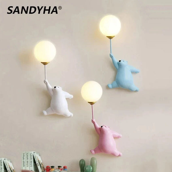  Applique Murale LED Ours Lune Boule, Lampe de Chevet Enfants Chambre Fille | Marco Lucetti