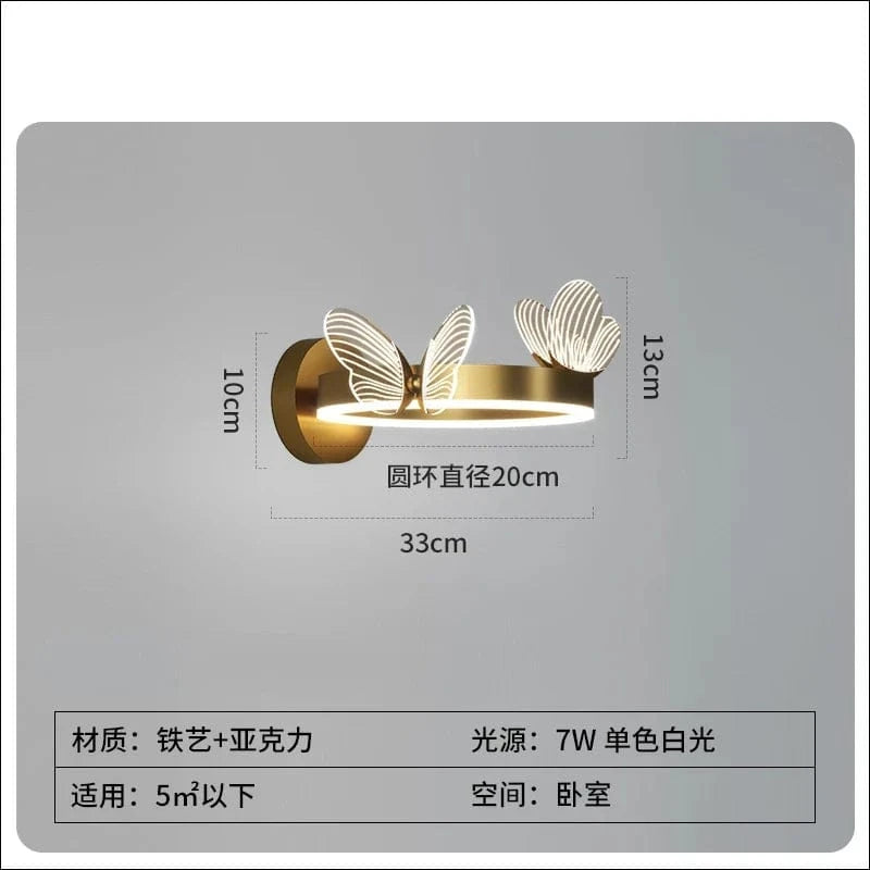 Applique murale LED Papillon Doré - Style Nordique Moderne et Créatif | Marco Lucetti Papillon doré / Lumière blanche