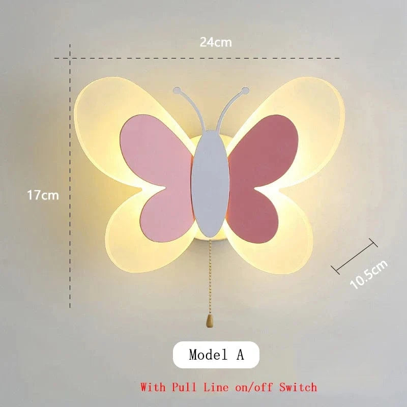Applique murale LED "Papillon Enchanté" | Marco Lucetti A Avec interrupteur à tirette / Lumière blanche chaude
