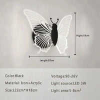 Applique murale LED Papillon Noir - Élégance Lumineuse | Marco Lucetti Noir 22CM / Blanc chaud