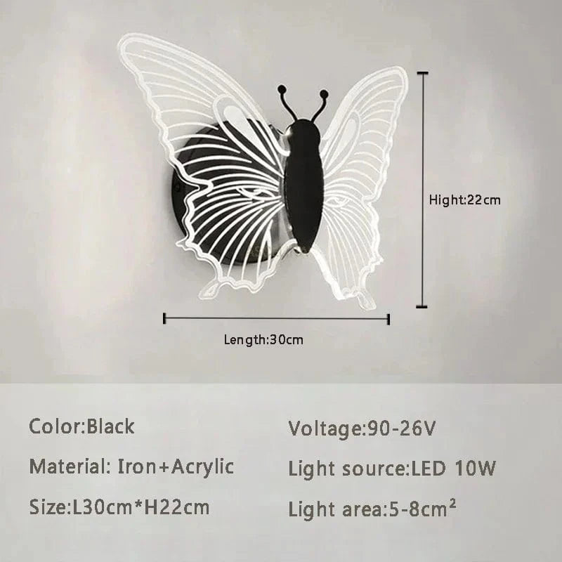 Applique murale LED Papillon Noir - Élégance Lumineuse | Marco Lucetti Noir 30CM / Blanc chaud