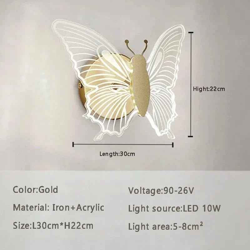 Applique murale LED Papillon Noir - Élégance Lumineuse | Marco Lucetti Or 30CM / Blanc chaud