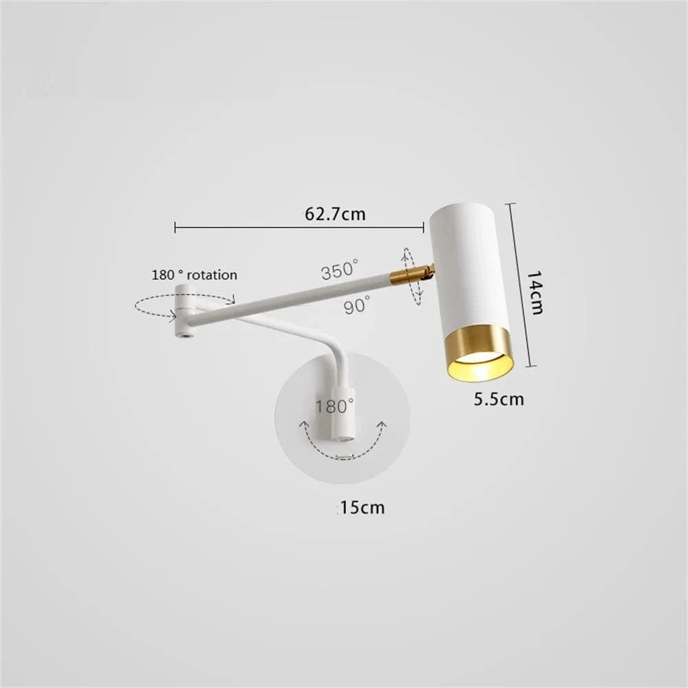 Applique murale LED pivotante FlexiSwitch, design moderne | Marco Lucetti BLANC / Lumière chaude